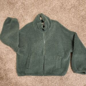 American Eagle Outfitters Women's Green Super Soft And Fluffy Jacket